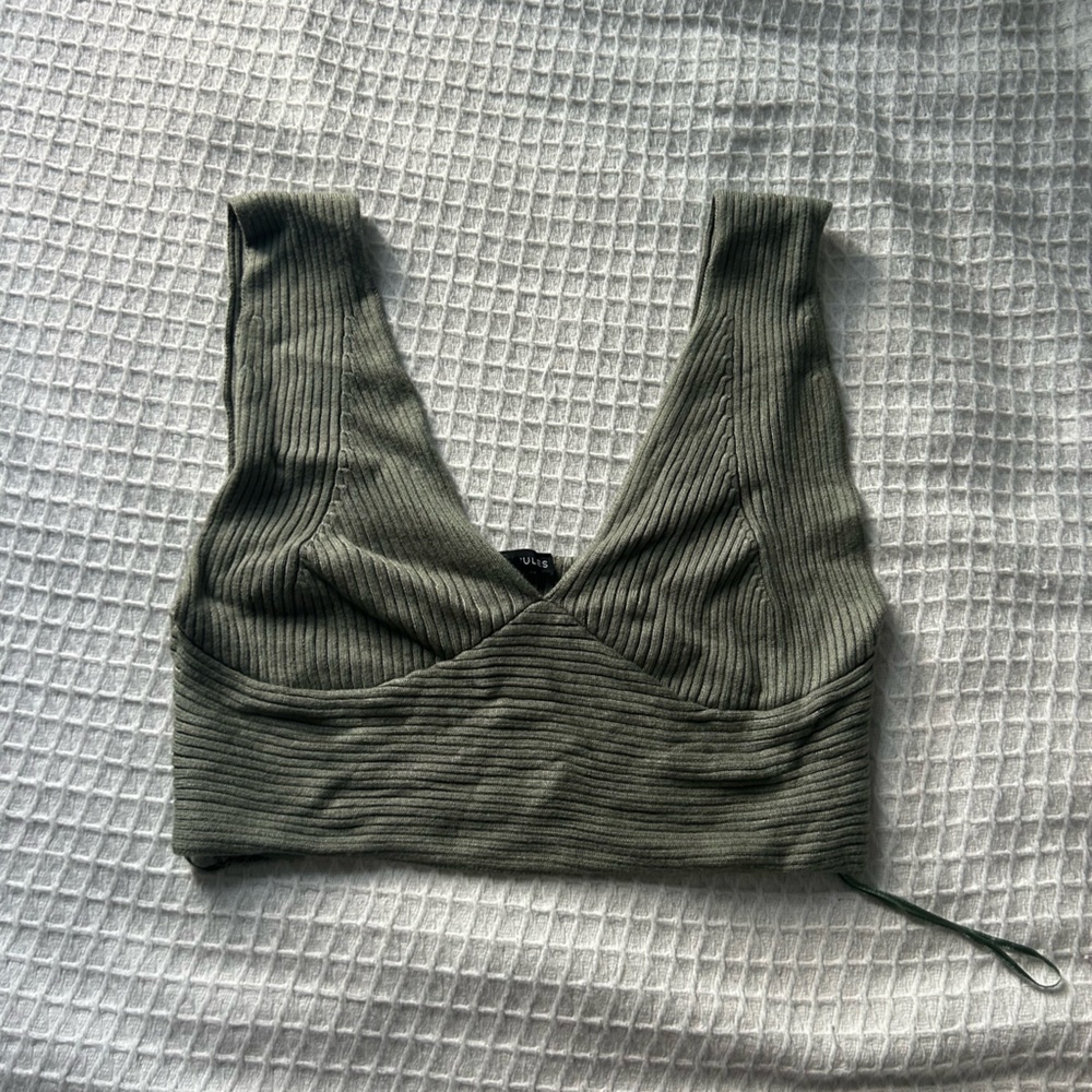 Sincerely Jules Forest Green Ribbed Crop Top